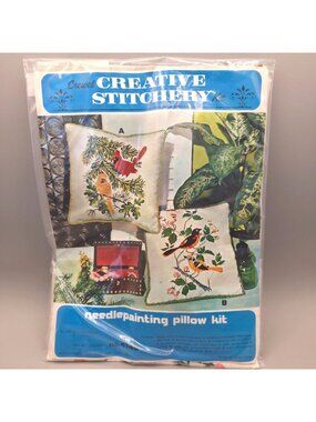 Crewel Creative Stitchery Needlepainting Pillow Kit Orioles Birds Design